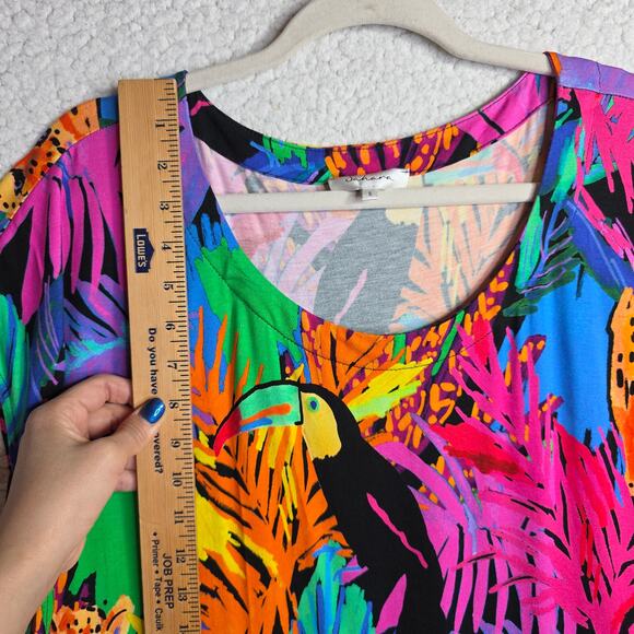 Sahara szSm Oversized Maxi dress Jungle themed Vibrant Pop colors Tropical comfy - Picture 3 of 16